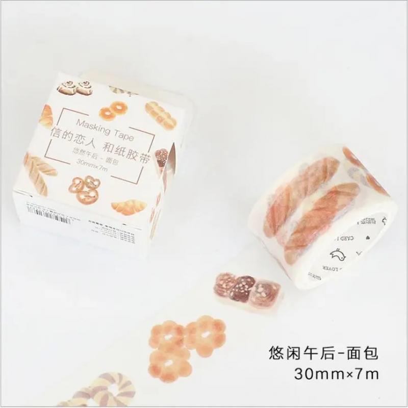 30mm Wide Leisure Afternoon Eat Bread Dessert Happy Life Decoration Washi Tape DIY Planner Diary