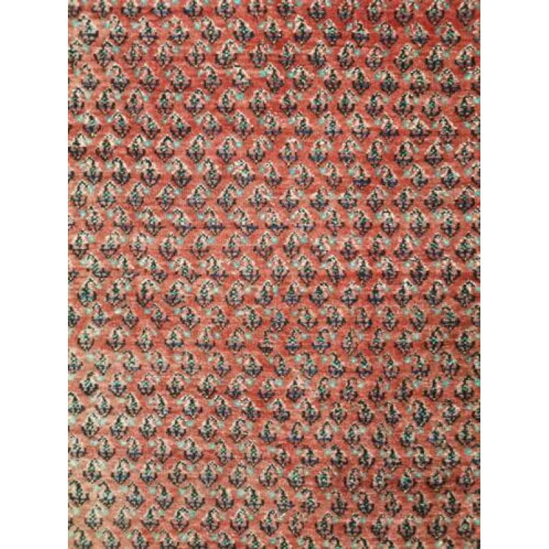 Handgeknoopt indo Mir tapijt rood roze Perzisch wol 131x211
