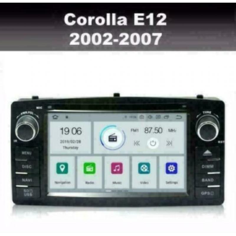 Toyota Corolla E12 radio navigatie android 9.0 wifi carkit