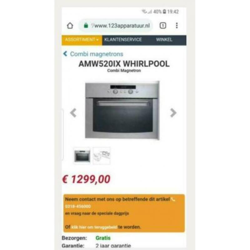 Whirlpool/bauknecht combi oven/magnetron