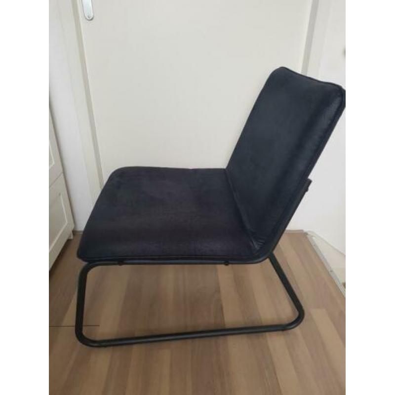2 mooie industriele stoelen fauteuil antraciet suede/leer