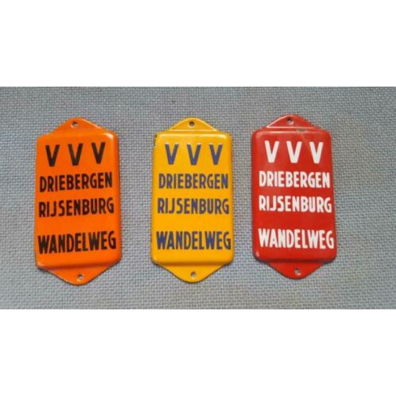 Emaille deurpostjes 3 bordjes VVV Driebergen/Rijsenburg