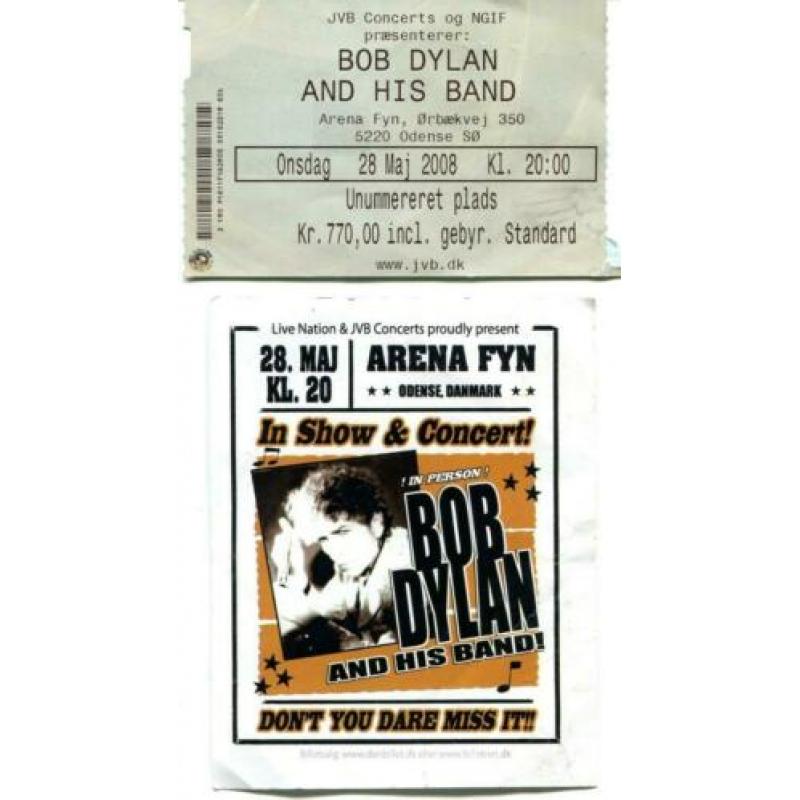 Ticket plus flyer Bob Dylan concert, dd 28.05.2008 - Odense,