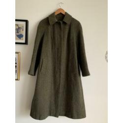 Burberrys Burberry loden khaki jas wol tweed 38/40 vintage