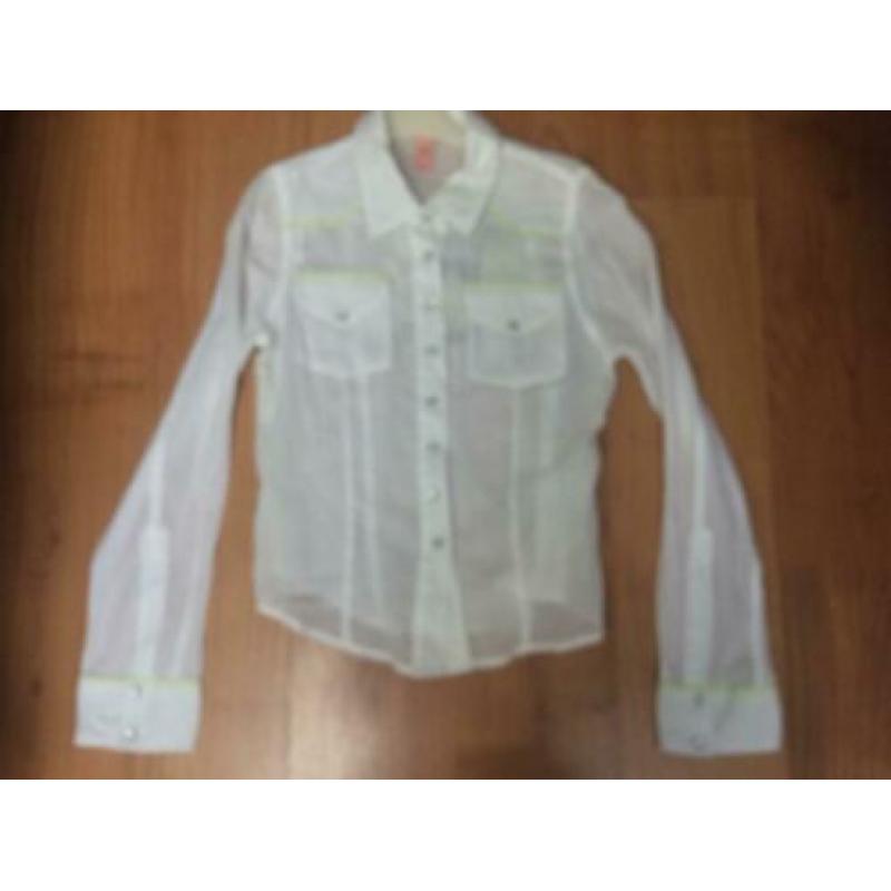 Jilly / Jill / Shoeby leuke witte blouse afgezet met groen