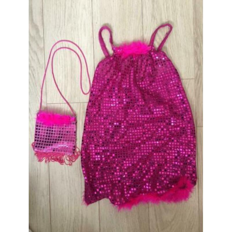 DISCO jurk met tasje Carnaval Verkleedkleding (mt. 98 / 104)