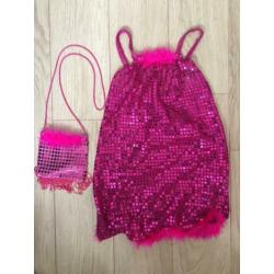 DISCO jurk met tasje Carnaval Verkleedkleding (mt. 98 / 104)