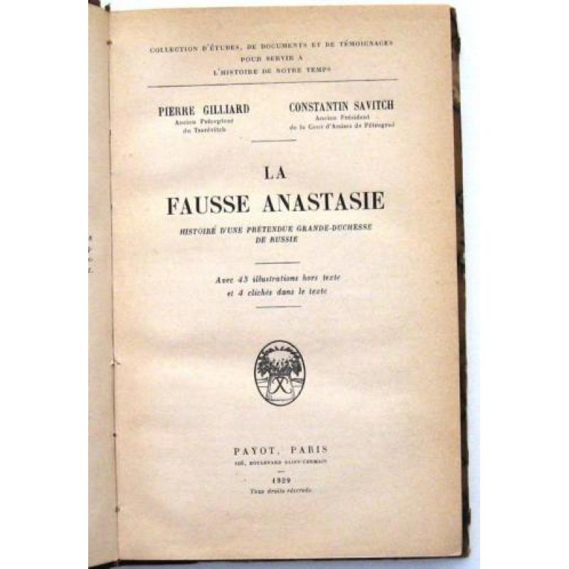 La Fausse Anastasia 1929 Gilliard - Anderson Rusland